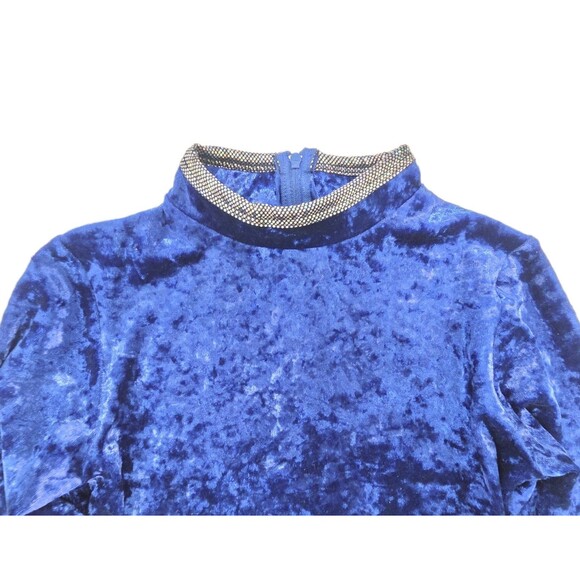 Gilda Marx VTG High Neck Skirted Velvet Royal Blue Dance Leotard Adult XS (Y/J) - Picture 3 of 16